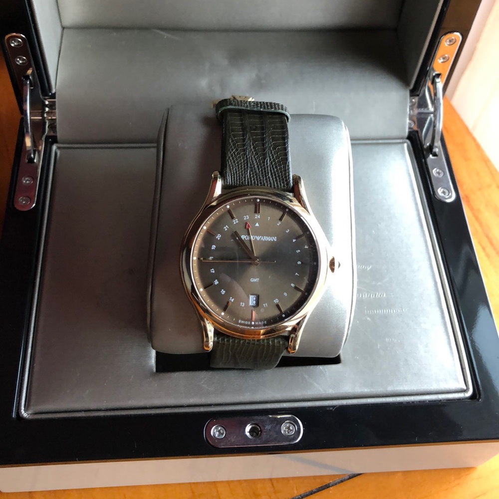 Emporio Armani Swiss made GMT green watch